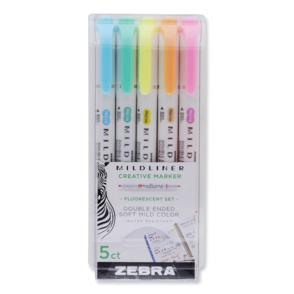 Zebra Pen Mildliner Double Ended Highlighter, Bold/Fine, Assorted Colors, PK5 78105